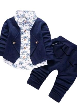 Cotton Blend Full Sleeves Blazer Shirt and Pents Coat Suit Set