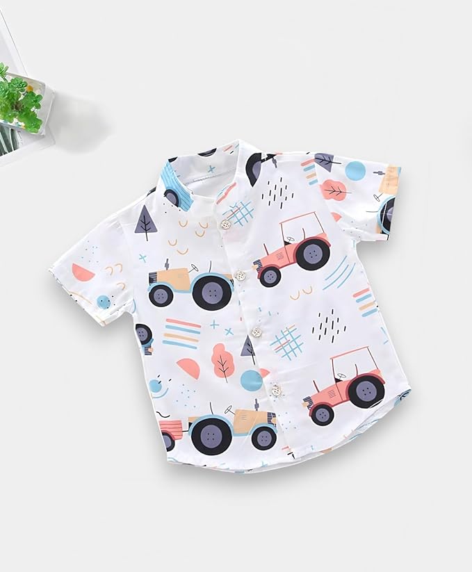 Pack of 2 Boys Cotton Printed Shirts – Half Sleeve Casual Button Down Shirts for Kids - Image 2