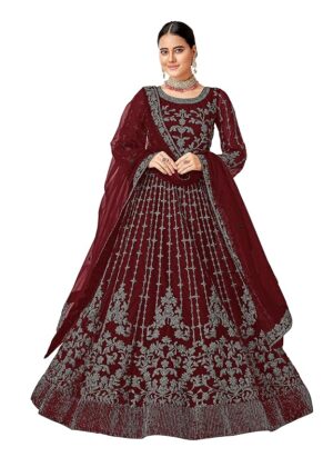 Embroidered Anarkali Gown For Women | Semi Stitched Gown For Women