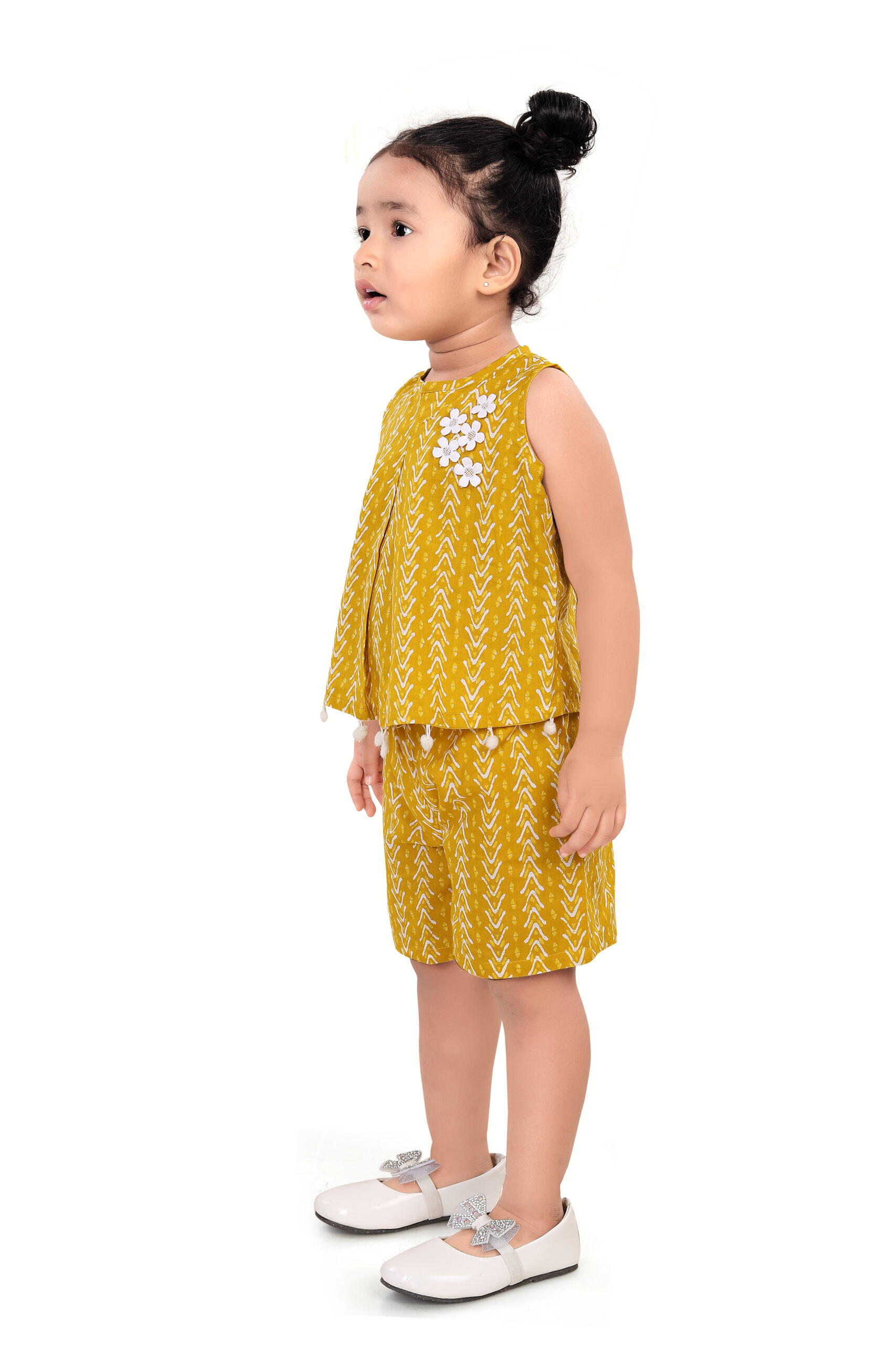 T-CO-YE-102 Yellow Printed Top & Shorts - Image 3