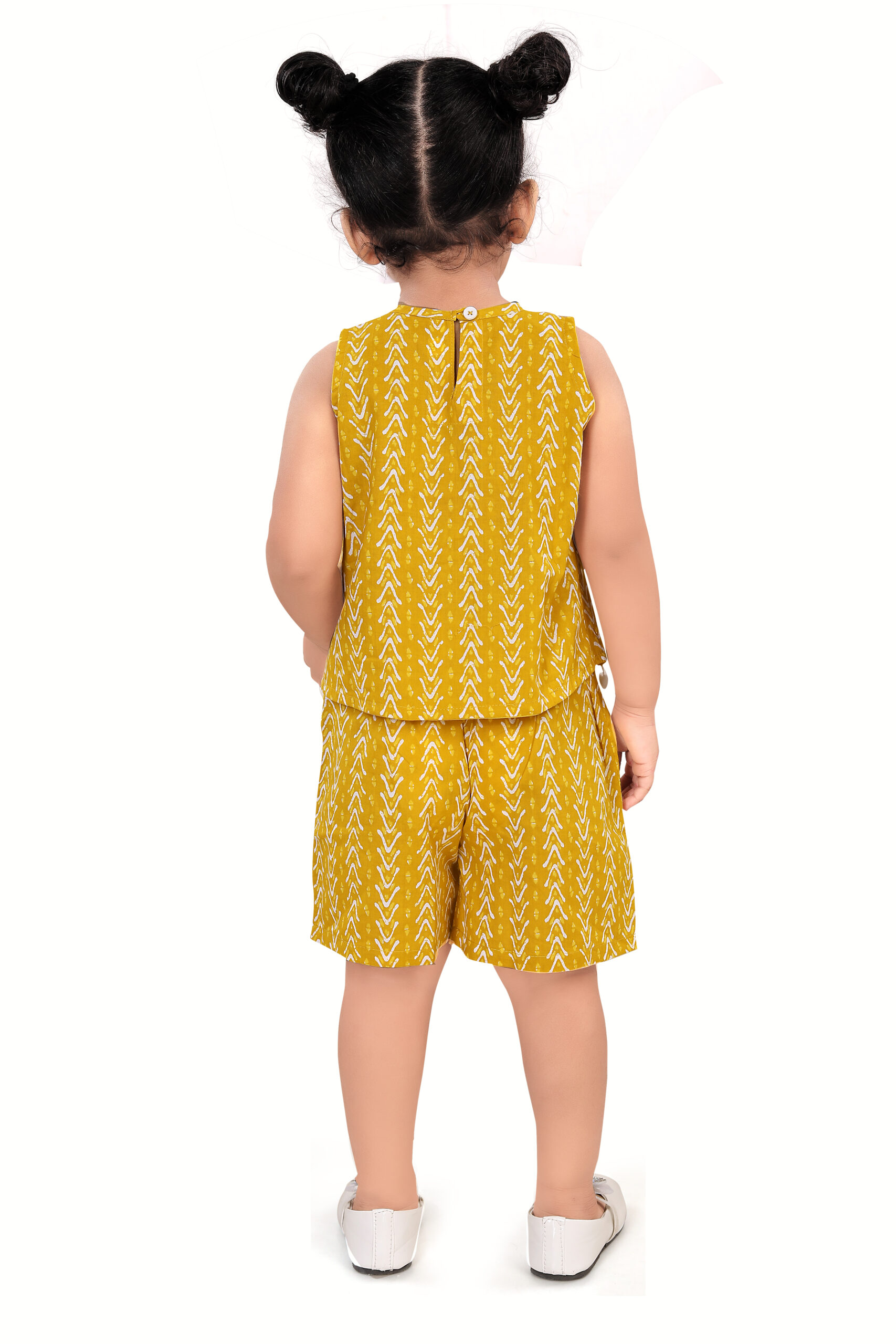 T-CO-YE-102 Yellow Printed Top & Shorts - Image 5