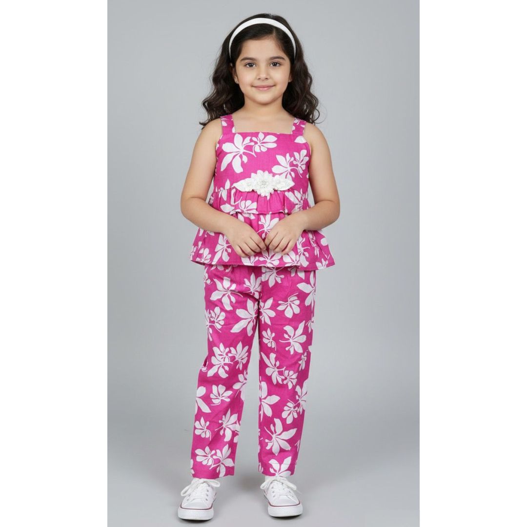 Pink Floral Top & Pant Set