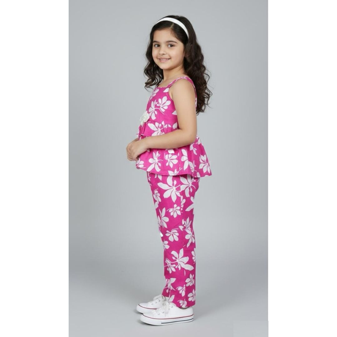 Pink Floral Top & Pant Set - Image 2