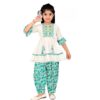 Peasta green Floral Peplum Top with Pathani Bottom Set