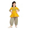 Mustard yellow peplum-style top with zig-zag printed Pathani Bottom Set