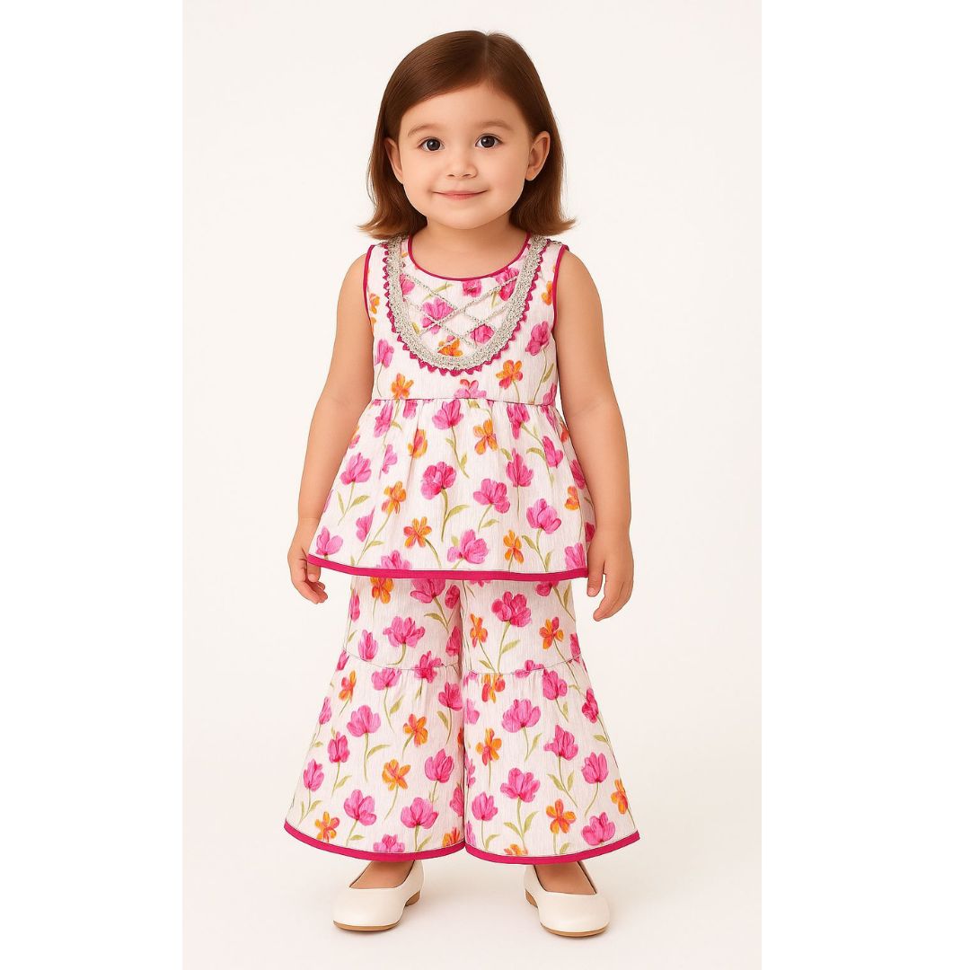 Blue Floral Top & Pant Set