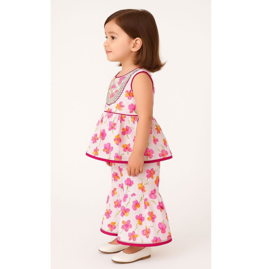 Blue Floral Top & Pant Set - Image 2