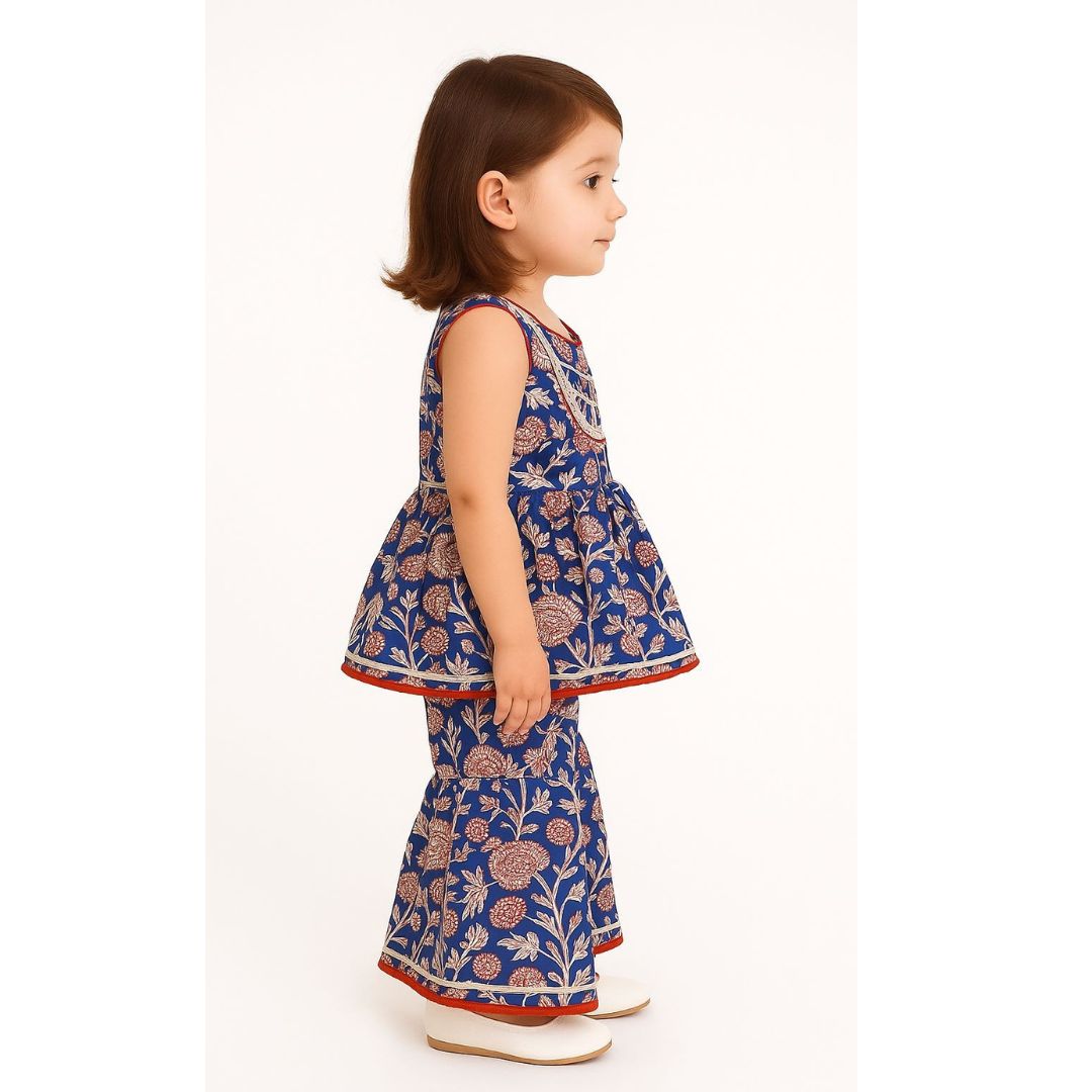 Blue Floral Top & Pant Set - Image 2