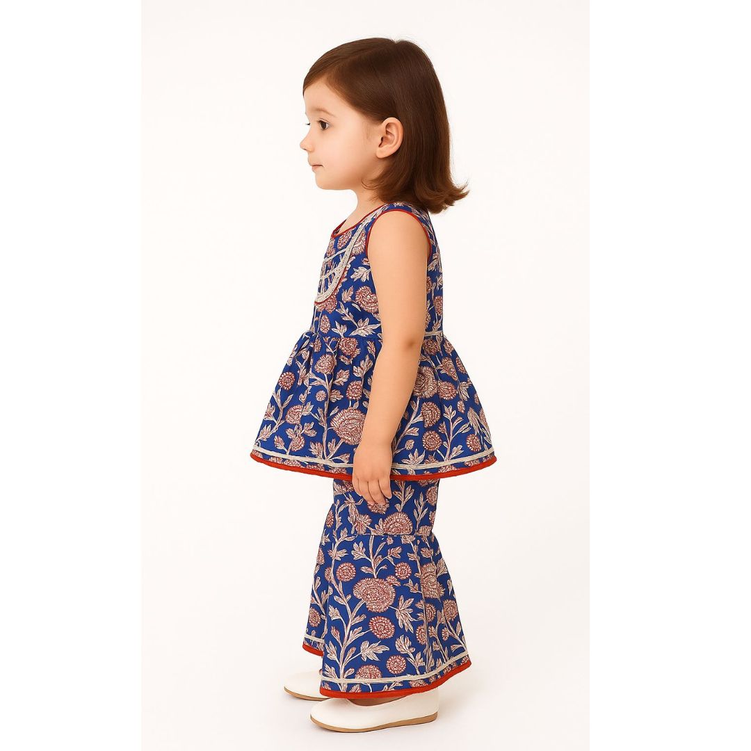 Blue Floral Top & Pant Set - Image 3