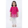 Rani machine embroided A-line kurti with white straight pant
